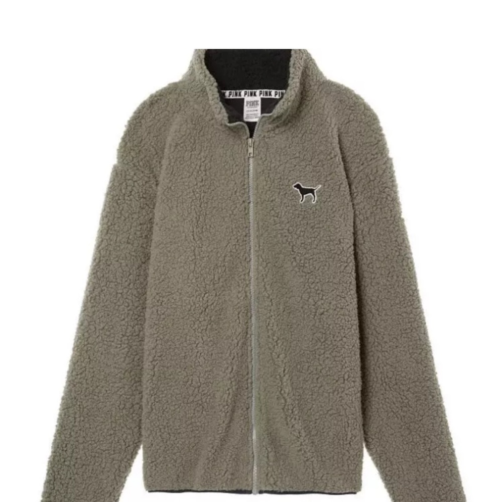 Victoria's Secret Sherpa zip up Jacket green small